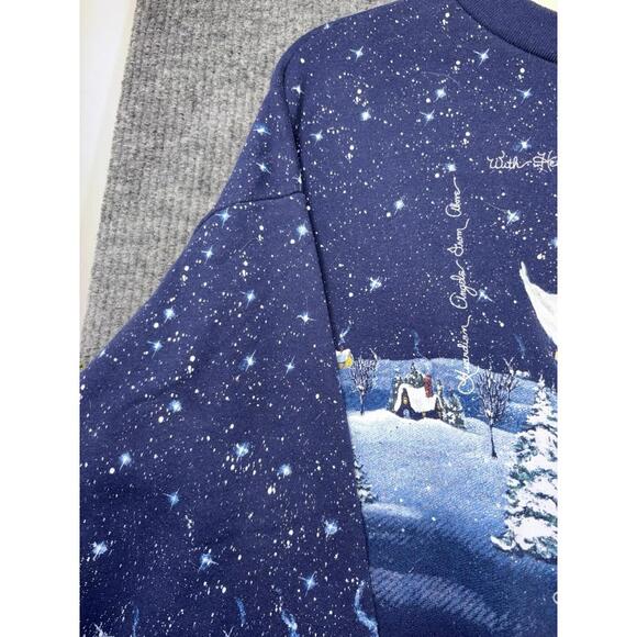 Vtg Artisans Sunschein XL Sweatshirt Guardian Angel AOP Wrap Print Grandma USA - Picture 6 of 14